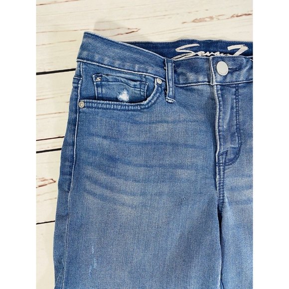 Seven7 Womens Jean Shorts Size 4 Denim Long Ladies Mid Rise Stretch USA Seven 7 - Picture 4 of 8